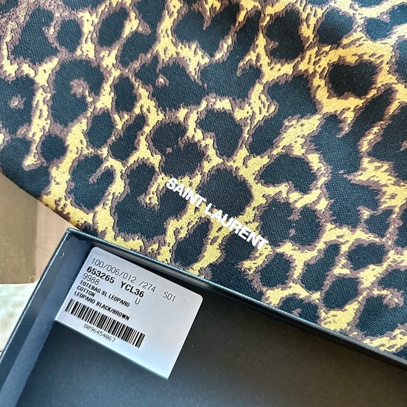 Saint Laurent Brown Black Leopard Cheeta Canvas Tote Bag - Picture 3 of 4